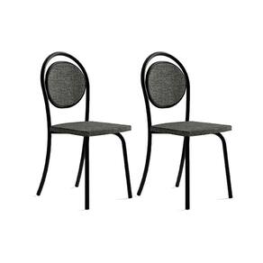 Cadeira De Cozinha 1738 Aço Kit 2 Uni Preto-grafite - Carraro