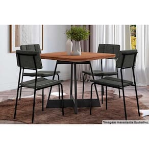 Sala De Jantar 1593 C- Tampo 90x90cm E 4 Cadeiras 1742 Preto-grafite Carraro