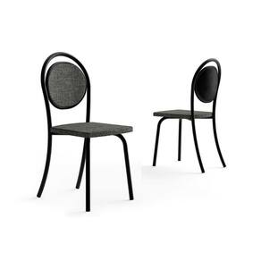 Cadeira De Cozinha 1738 Aço Kit 2 Uni Preto-grafite - Carraro