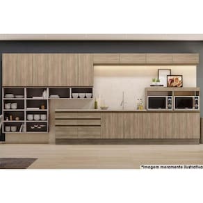 Cozinha Maxxi 3 Peças (1 Aéreo + 1 Balcão + 1 Complemento) C3p10 Nogal-preto