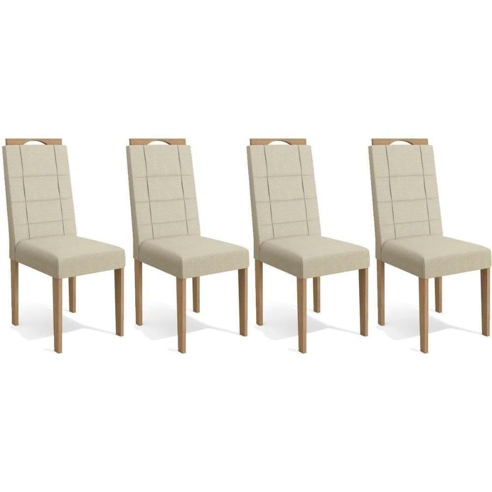 Cadeira Sala De Jantar 2cad150ea Kit 4 Un Eucalipto-linho Bege A019 - Kappesberg