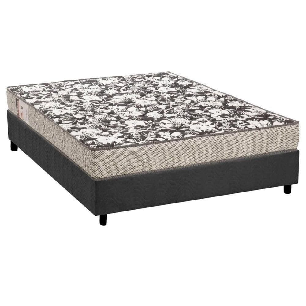 Conjunto Box Viúva: Colchão Espuma Ortobom D26 Physical Ultra Resistente + Base Crc Suede Gray(128x188)