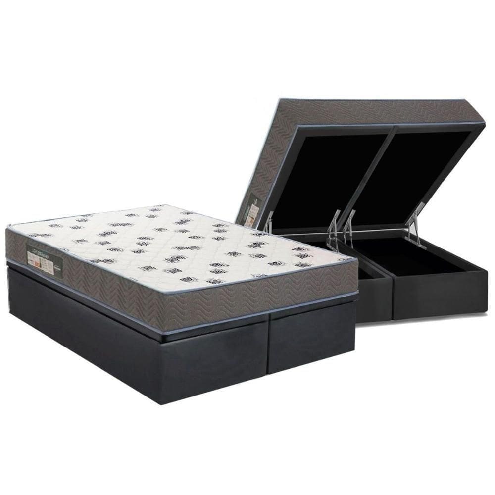Conjunto Box Baú Queen: Colchão Espuma Ortobom D33 Light Saúde + Base Crc Suede Gray(158x198)