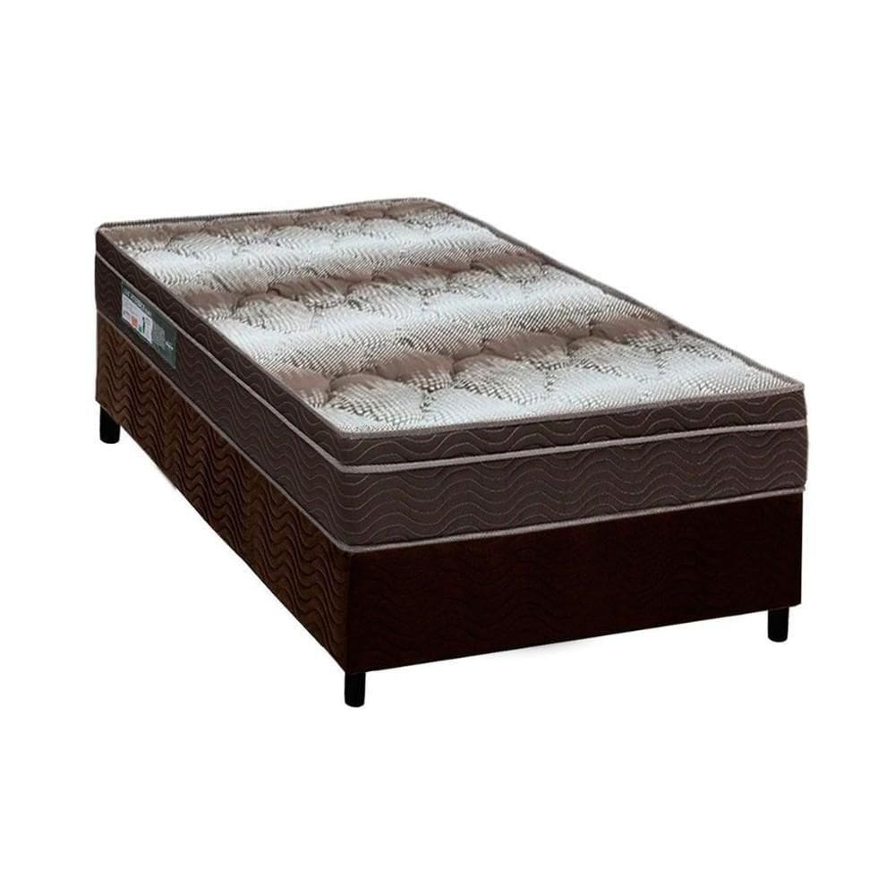 Cama Box Solteiro: Colchão Ortopédico Ortobom Wood Light + Base Crc Suede Brown(88x188)