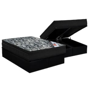 Cama Box Baú King Colchão Molas Bonnel Ortobom Nanolastic Fort Tech Iso + Base Crc Suede Black(193x203)
