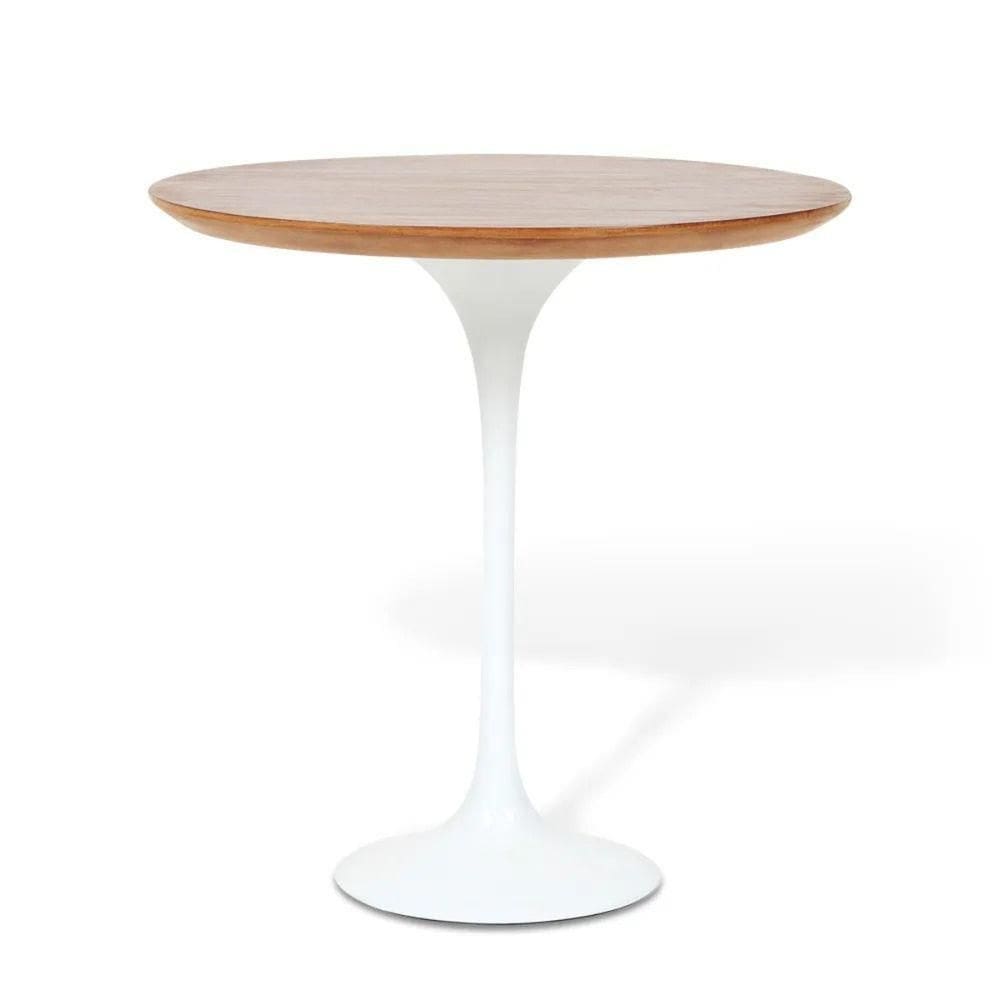 Mesa Lateral Tulipa Saarinen Redonda 51 Cm - Imbuia Base Branca