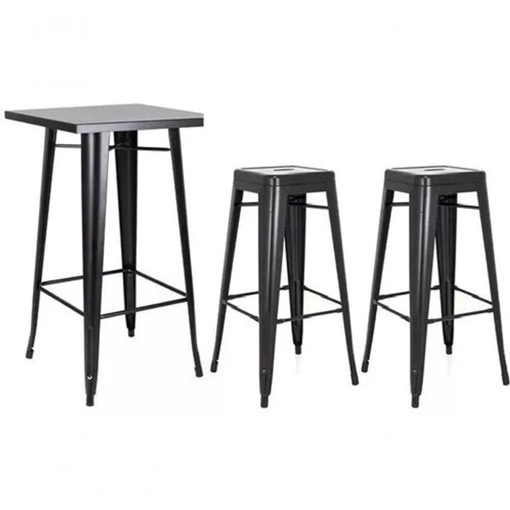 Kit Mesa Tolix Alta Com 2 Banquetas Tolix ? Estilo Industrial Bar, Restaurante E área Gourmet