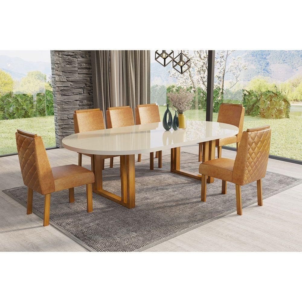 Conjunto De Mesa Fluence E 6 Cadeiras Alana Bom Pastor