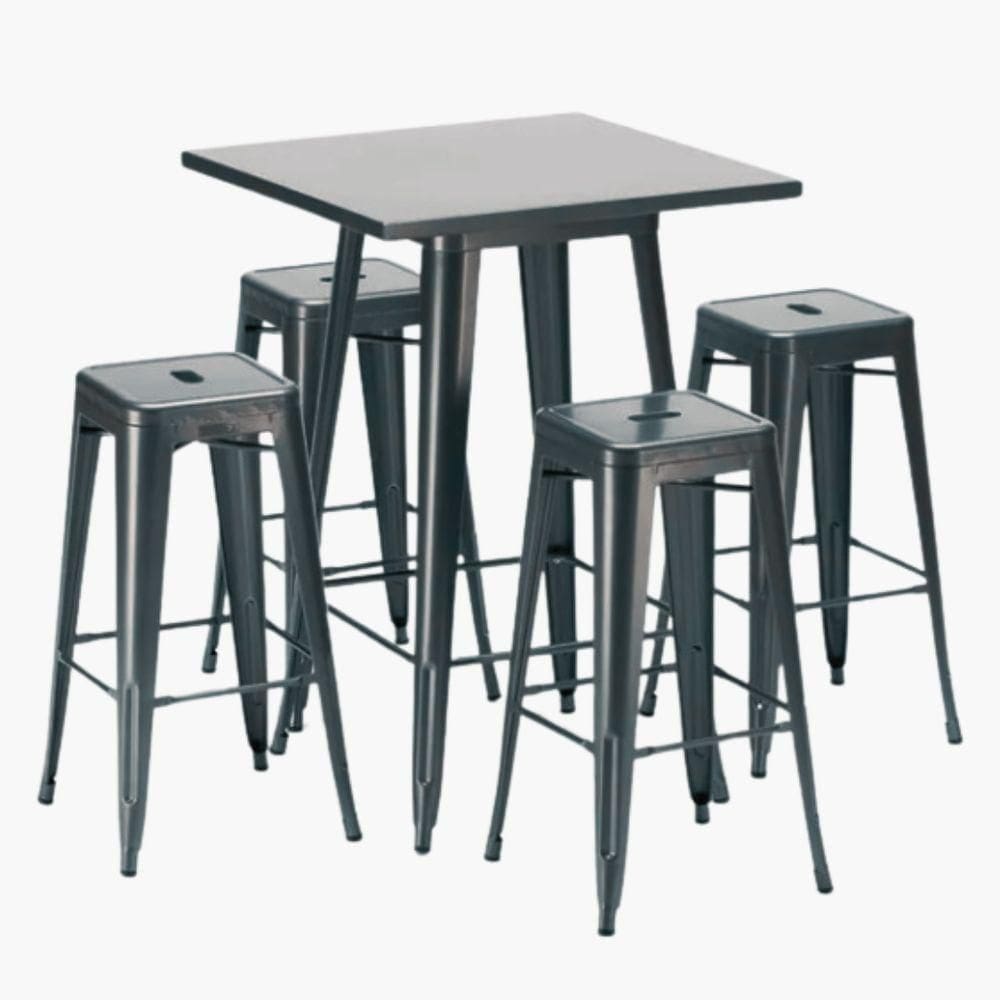 Kit Mesa Tolix Alta Com 4 Banquetas Tolix ? Estilo Industrial Bar, Restaurante E área Gourmet