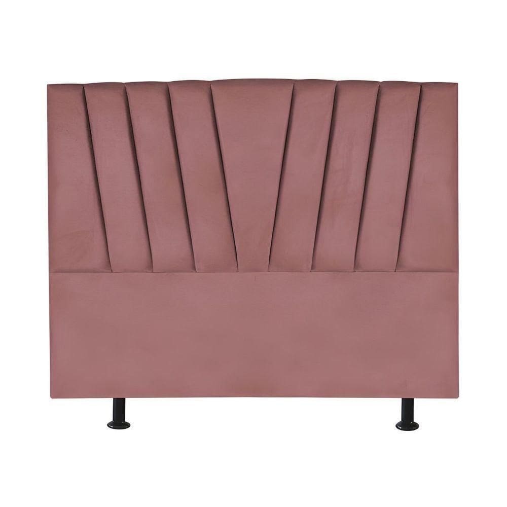 Cabeceira Estofada Cama King 195 Cm Malu Suede Rosé