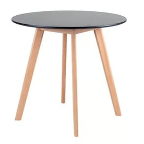 Mesa De Jantar Redonda 90cm Preta Estilo Eames Com Pés De Madeira ? Design Moderno E Compacto