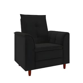 Poltrona Decorativa Estofada Confortável Sala Isis Veludo Preto