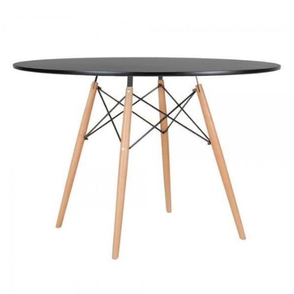 Mesa Eames Eiffel Wood Tampo De Madeira 110cm Preto