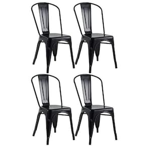 Kit Com 4 Cadeiras Tolix Preto Fosco Industrial ? Durável, Moderna E Versátil Para Sala, Cozinha Ou Bar