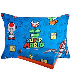Jogo de Cama Infantil Super Mario Microfibra Solteiro Estampado 1,40 m x 2,20 m Com 3 pecas Lepper