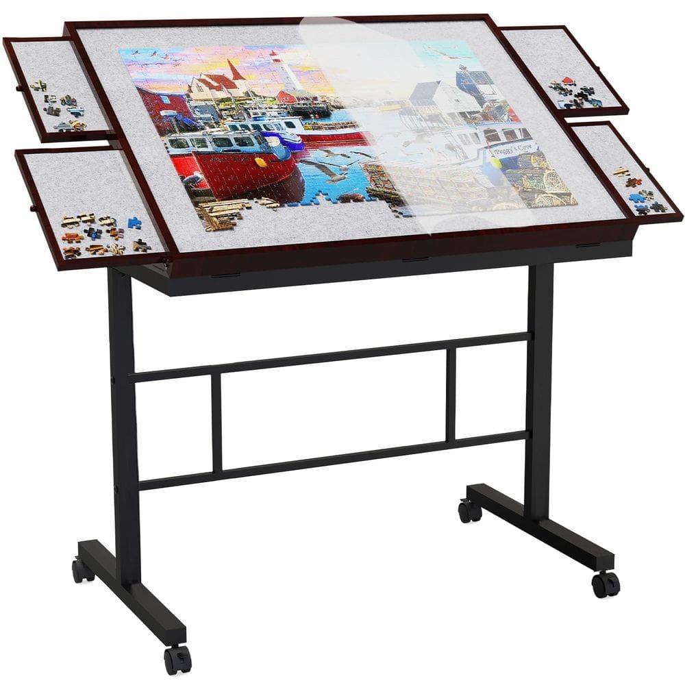 Mesa de quebra-cabeça RAGOZONERY 1500 unidades com gavetas e capa