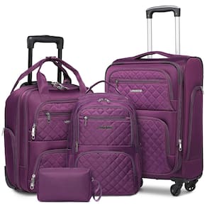 Conjunto de bagagem LARVENDER Softside Carry On de 4 peças com trava TSA