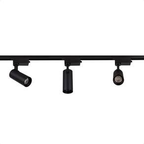 Trilho Eletrificado De Led Blumenau Com 3 Spots Preto Bivolt 6500k Frio
