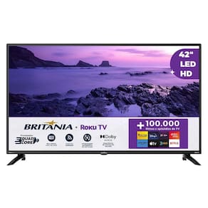 Smart 42” Britânia BTV42G6FR2CP Roku Dolby Audio Bivolt