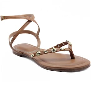 Sandália Vizzano Amarração Apliques Feminina - Caramelo