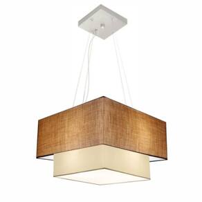 Lustre Pendente Duplo Quadrado Vivare Md-4157 Cúpula em Tecido 40x35cm Palha / Bege - Bivolt