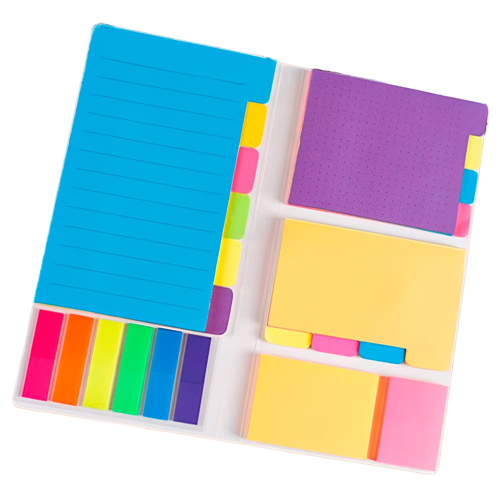 2 Un. Kit Notas Adesivas Colante Marcador De Página Com Capa