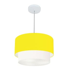 Lustre Pendente Duplo Cilíndrico Vivare Md-4354 Cúpula Tecido 45x40cm - Bivolt