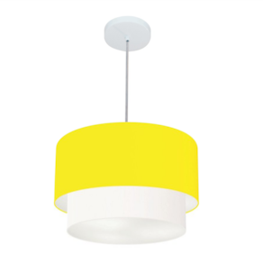 Lustres Pendentes Duplo Cilíndrico Vivare Md-4350 Cúpula em Tecido 45x40cm - Bivolt