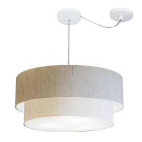 Pendente Duplo Cilíndrico Com Desvio de Centro Vivare Md-4363 Cúpula em Tecido 60x50cm - Bivolt