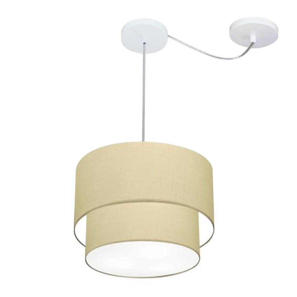 Pendente Duplo Cilíndrico Com Desvio de Centro Vivare Md-4358 Cúpula em Tecido 30x25cm - Bivolt