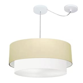 Pendente Duplo Cilíndrico Com Desvio de Centro Vivare Md-4368 Cúpula em Tecido 60x50cm - Bivolt