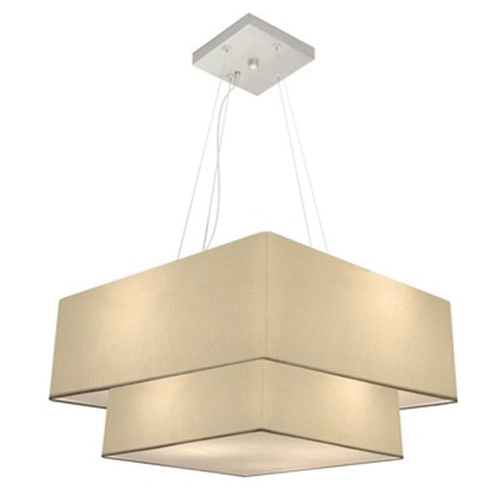 Lustre Pendente Duplo Quadrado Vivare Md-4344 Cúpula em Tecido 45x35cm - Bivolt