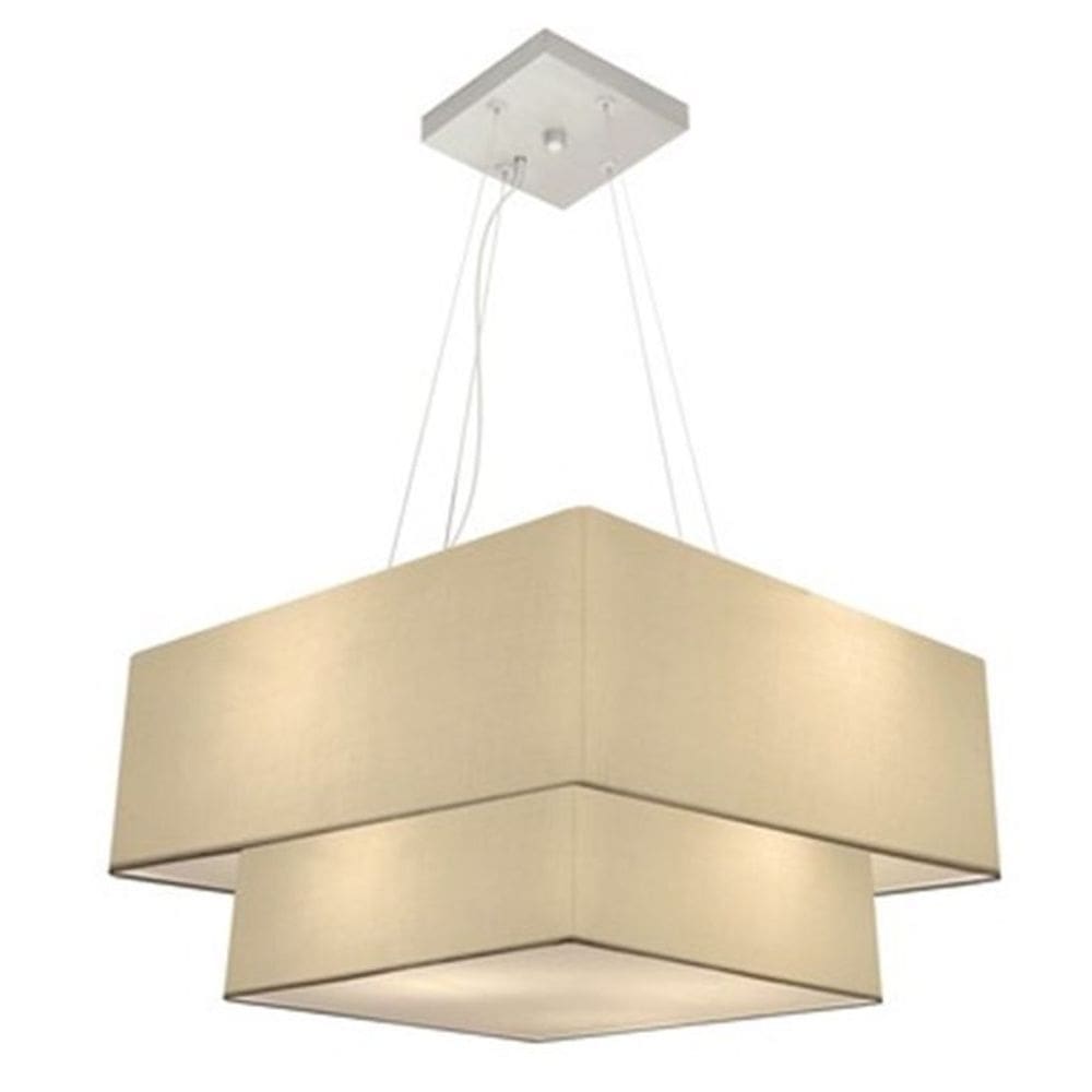Lustre Pendente Duplo Quadrado Vivare Md-4347 Cúpula em Tecido 80x70cm - Bivolt