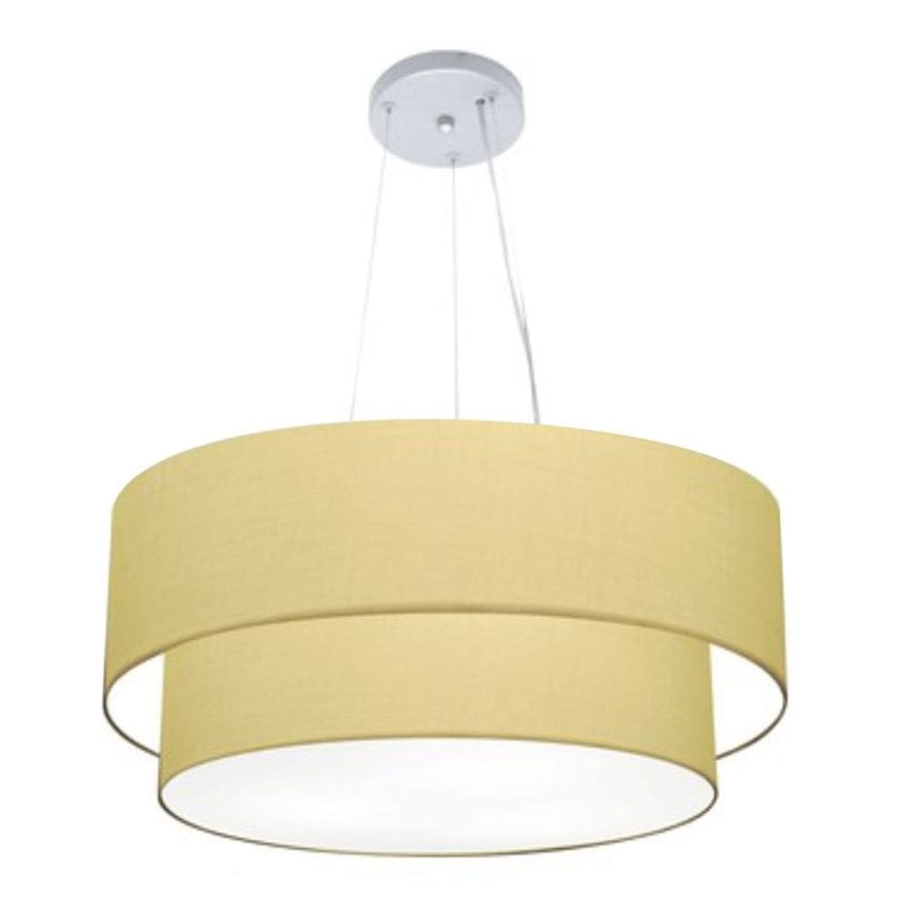 Lustre Pendente Duplo Cilíndrico Vivare Md-4370 Cúpula em Tecido 55x50cm - Bivolt