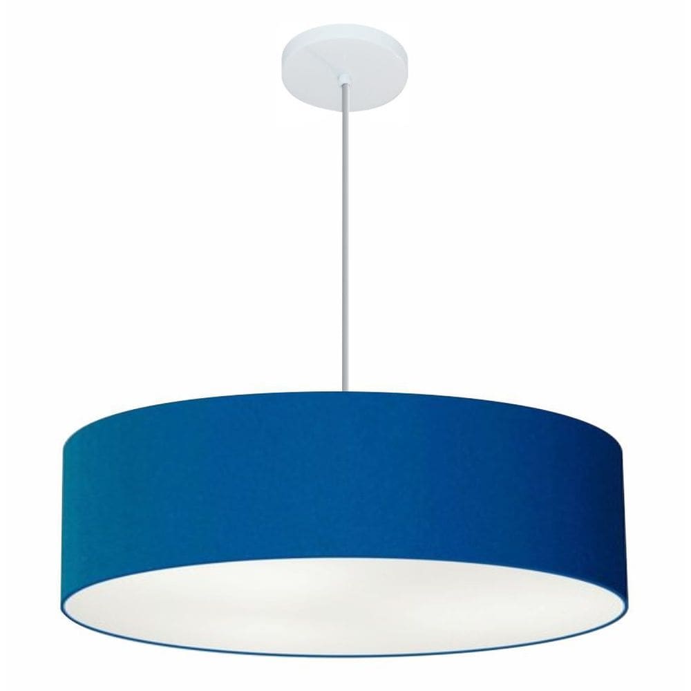 Lustre Pendente Cilíndrico Md-4221 Cúpula em Tecido 60x15cm Azul Marinho - Bivolt