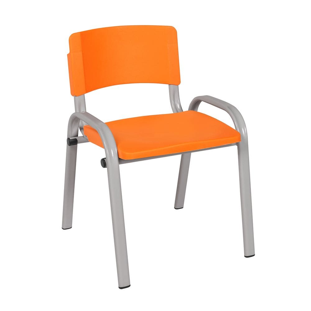 Cadeira Infantil Iso Base Cinza Para Atividades Didáticas Creche Escola Empilhável Em Aço
