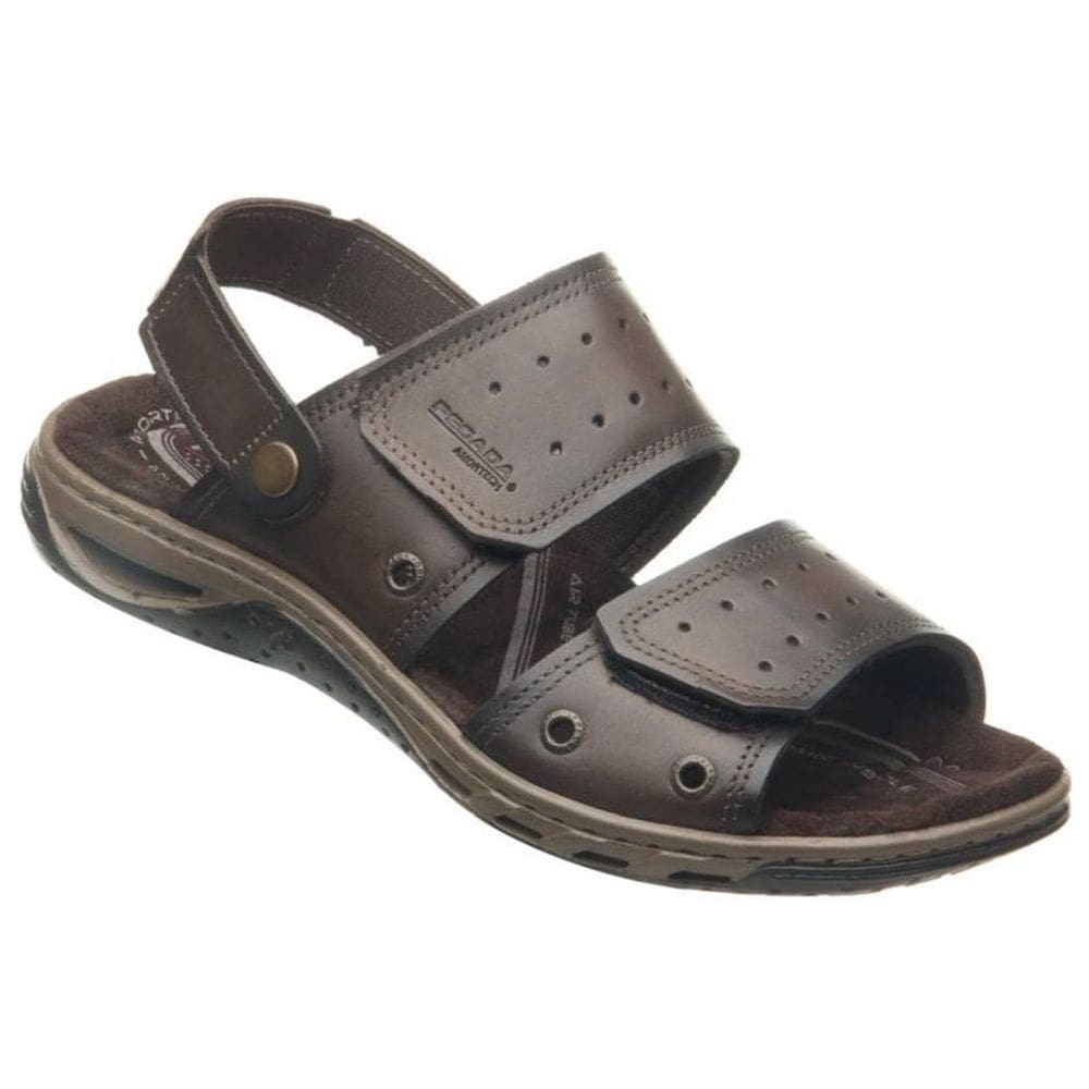 Sandália Masculina Pegada em Couro Ortopédica Conforto