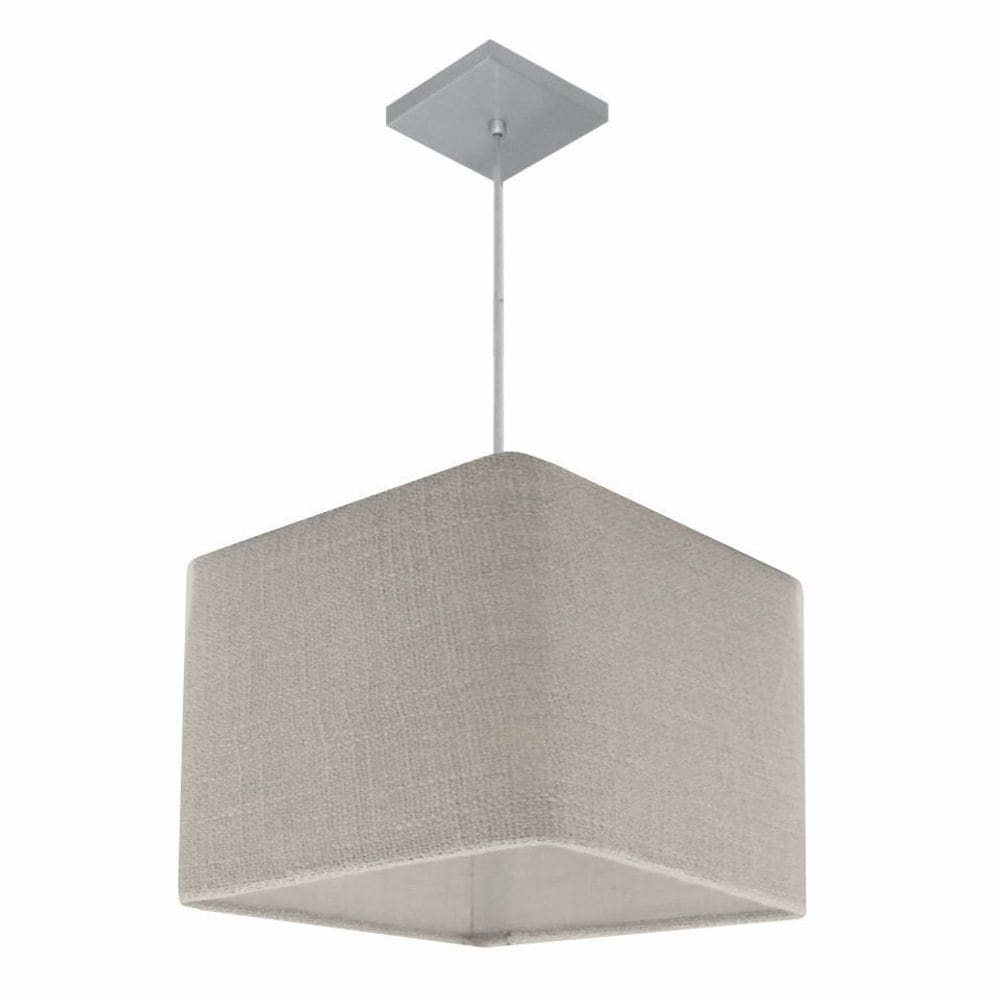 Lustre Pendente Quadrado Vivare Md-4059 Cúpula em Tecido 21/35x35cm - Bivolt