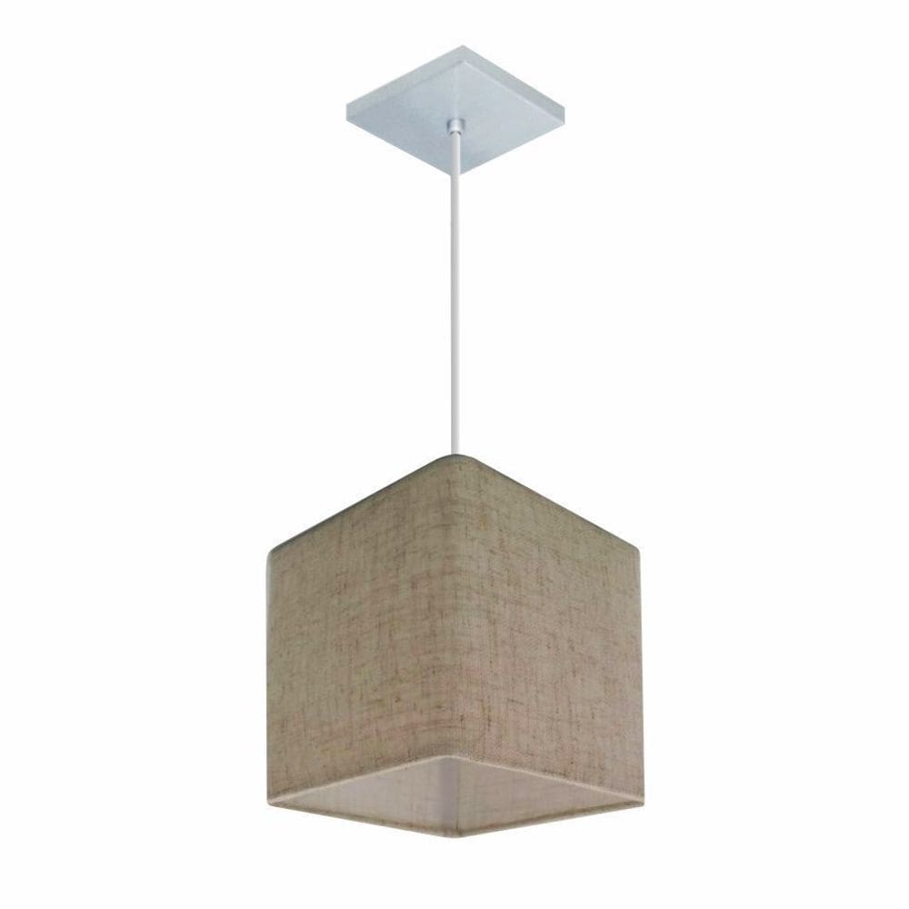 Lustre Pendente Quadrado Vivare Md-4224 Cúpula em Tecido 16/16x16cm - Bivolt