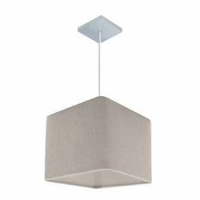Lustre Pendente Quadrado Vivare Md-4058 Cúpula em Tecido 21/25x25cm - Bivolt