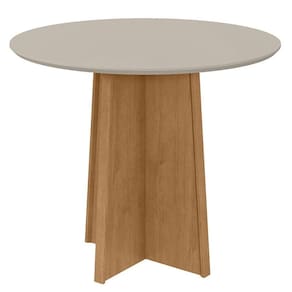 Mesa de Jantar Celebrare 100x100 cm Tampo Arredondado Amêndoa Clean Off White com Vidro - Lopas