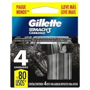 Carga Gillete Mach3 Carbono C/ 4 Unidades Leve Mais Pague Me