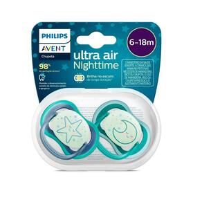 Chupeta Philips Avent Ultra Air Nighttime 6-18 meses Azul -