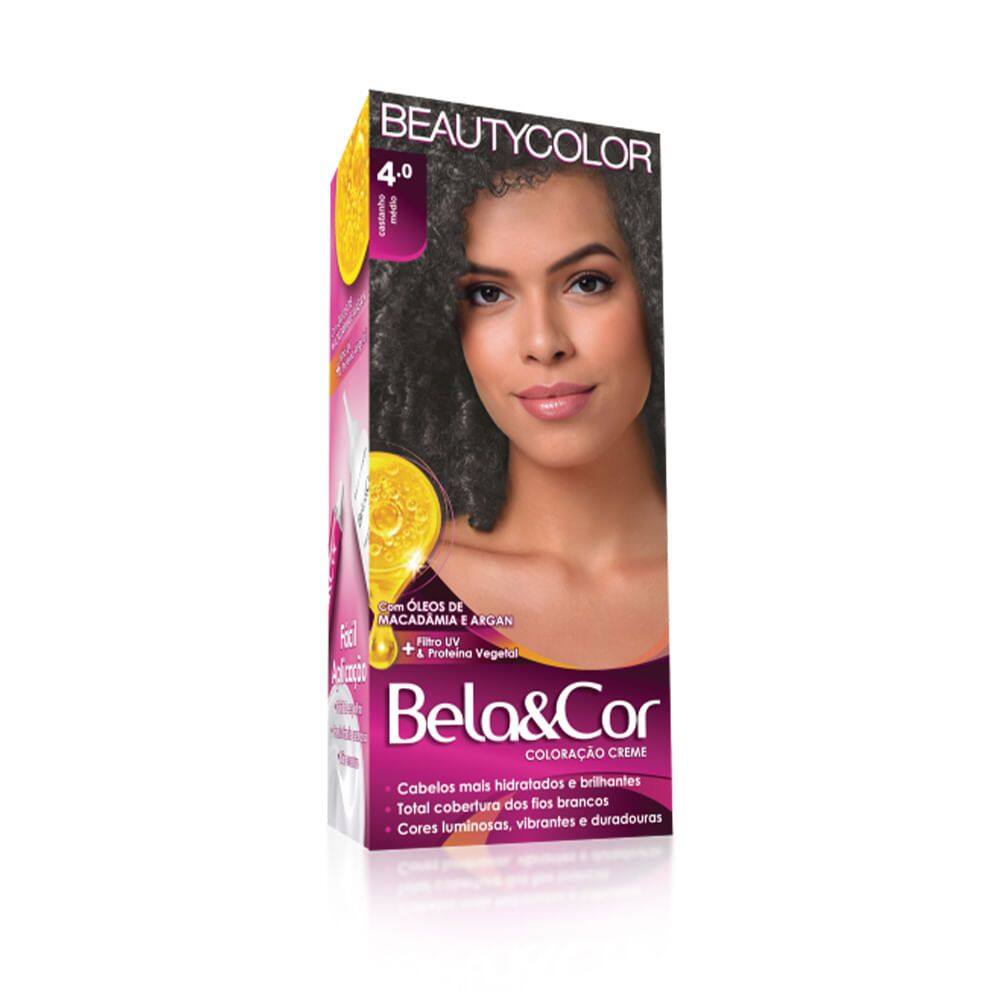 Tintura Creme Bela&Cor Castanho Médio 4.0 Kit