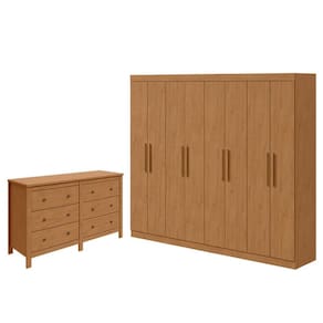 Guarda Roupa Casal Andara Soft e Cômoda Horizontal Maggiore Amêndoa Clean – Lopas