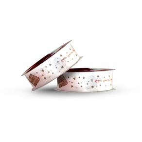 Fita De Cetim Decorada 22Mm Com 10 Metros Branca Amo Vc+Choc