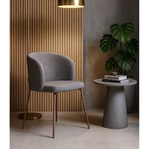 Cadeira com Assento Estofado e Base em Aço Carbono com Pintura Epóxi Cor Cobre - Ana Exclusiva