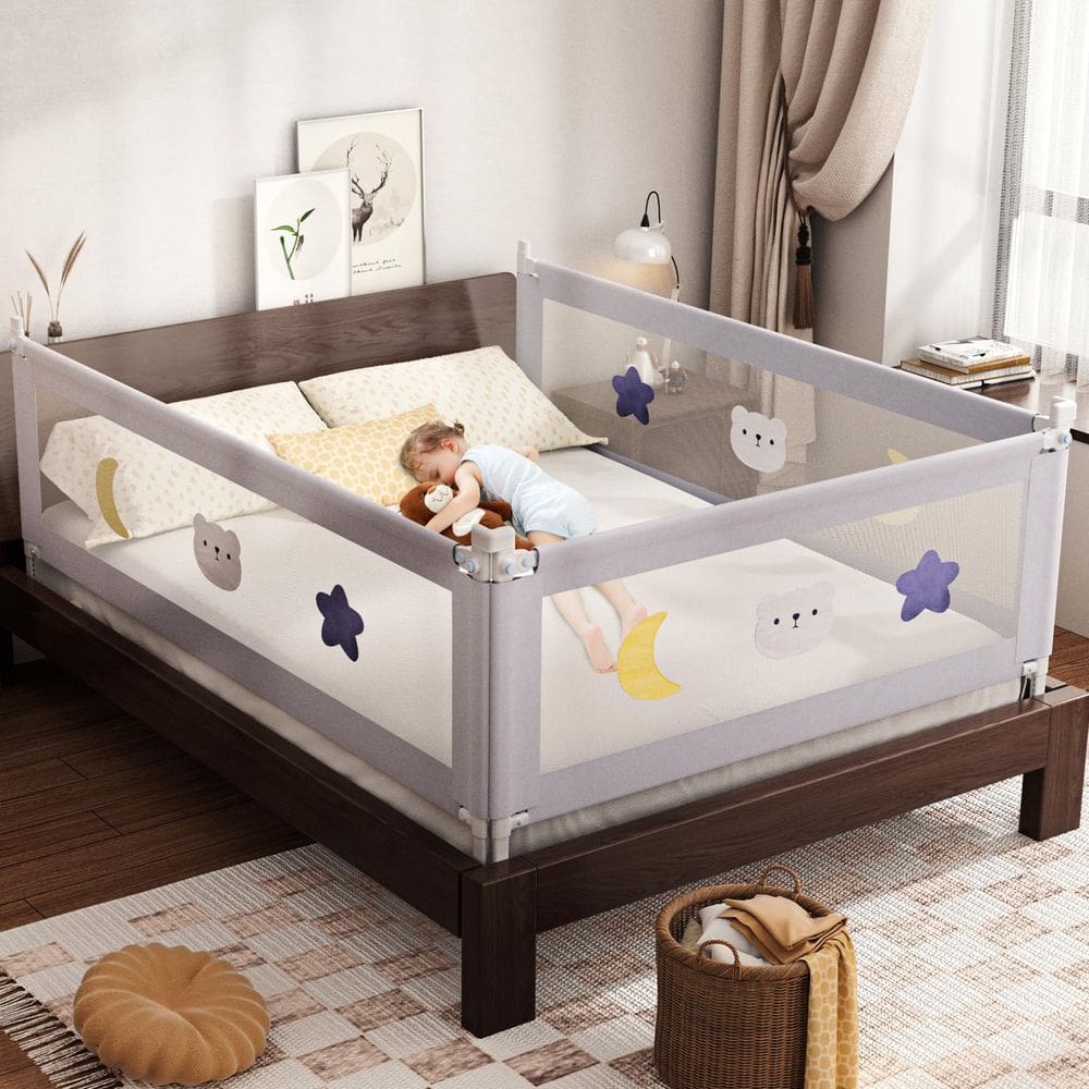 Bed Rail omzer para crianças pequenas, pacote com 3 unidades com cadeado duplo para crianças