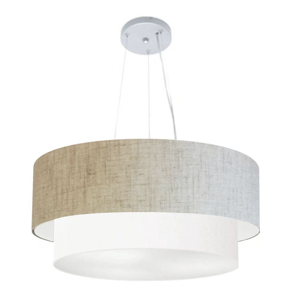 Lustre Pendente Duplo Cilíndrico Vivare Md-4171 Cúpula em Tecido 80x70cm - Bivolt
