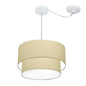 Pendente Duplo Cilíndrico Com Desvio de Centro Vivare Md-4359 Cúpula em Tecido 40x35cm - Bivolt